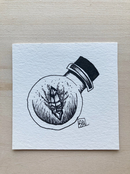 Original ink art Cleanse in a Bottle