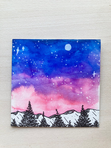 Pink Sunset Mini Watercolor Original