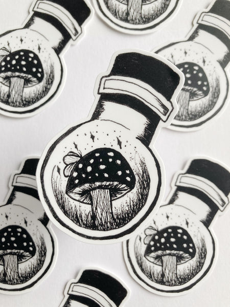 Mushroom In A Bottle Sticker