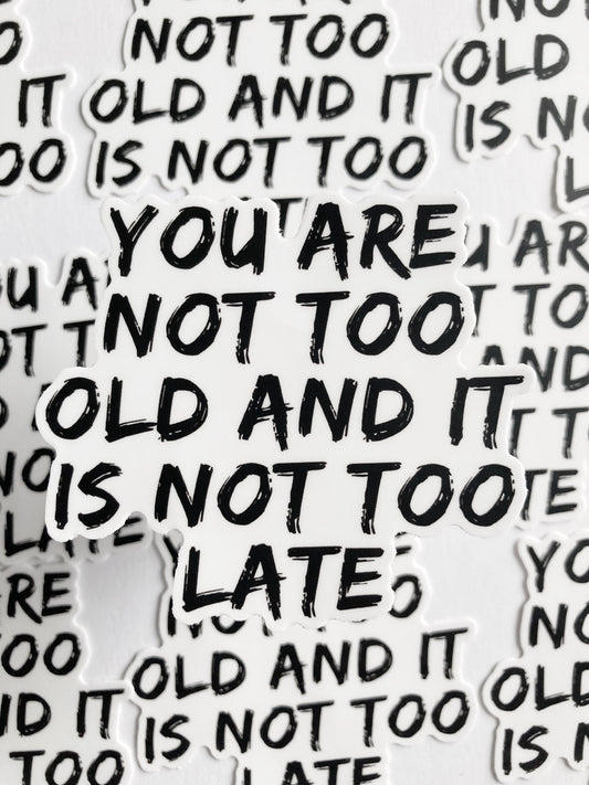 You Are Not Too Old And It Is Not Too Late Sticker