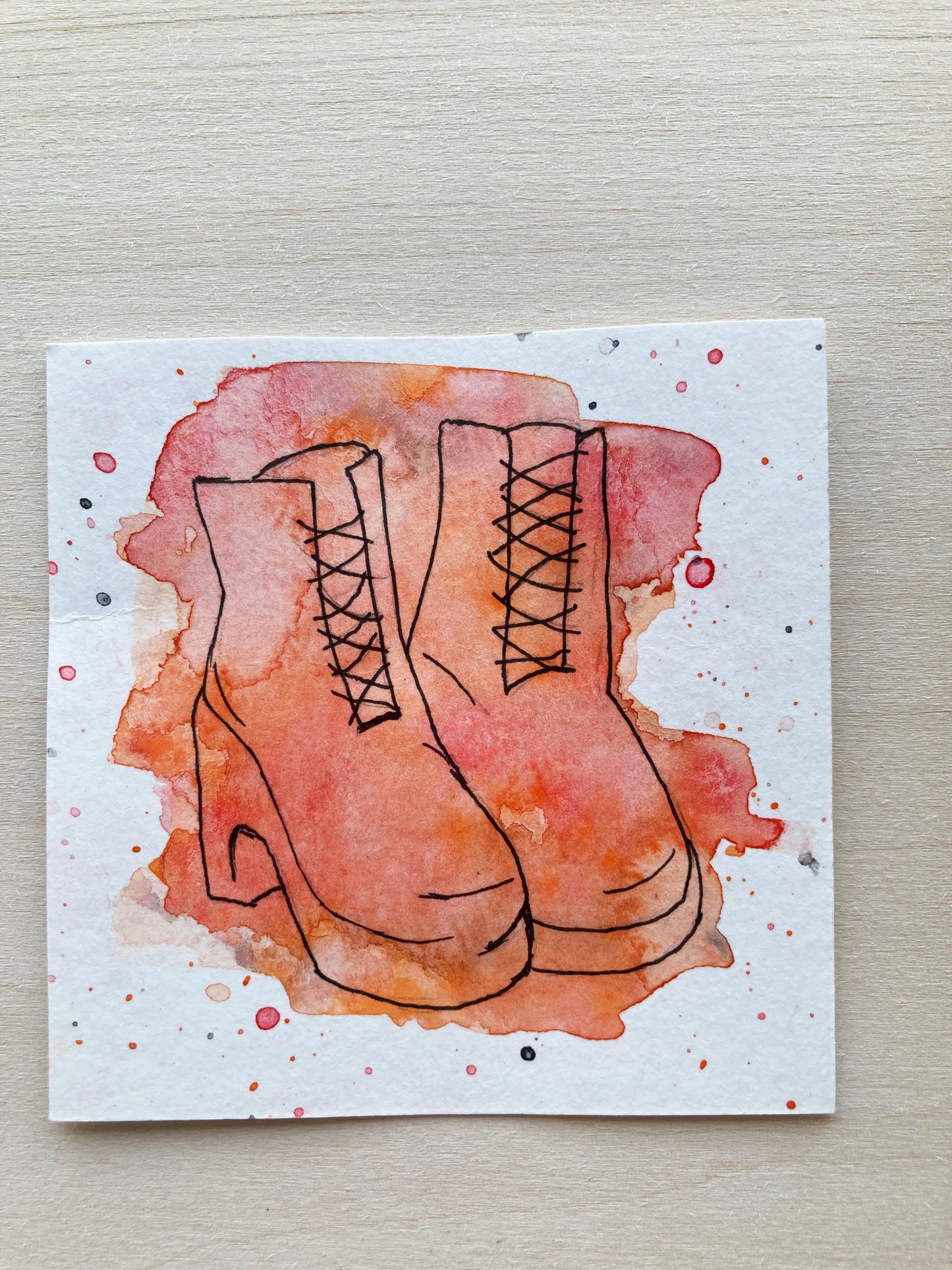 Mini Watercolor Witch Boots Painting