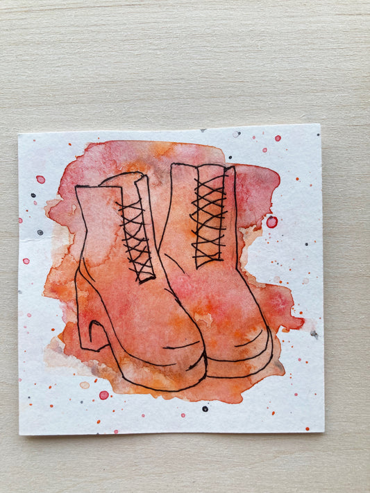 Mini Watercolor Witch Boots Painting
