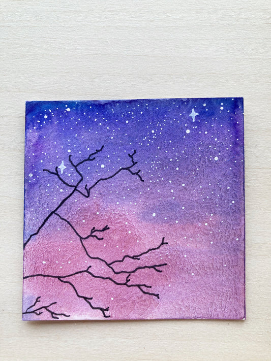 Mini Watercolor Night Sky Painting