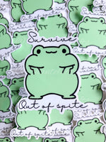 Survive Out Of Spite Frog Sticker