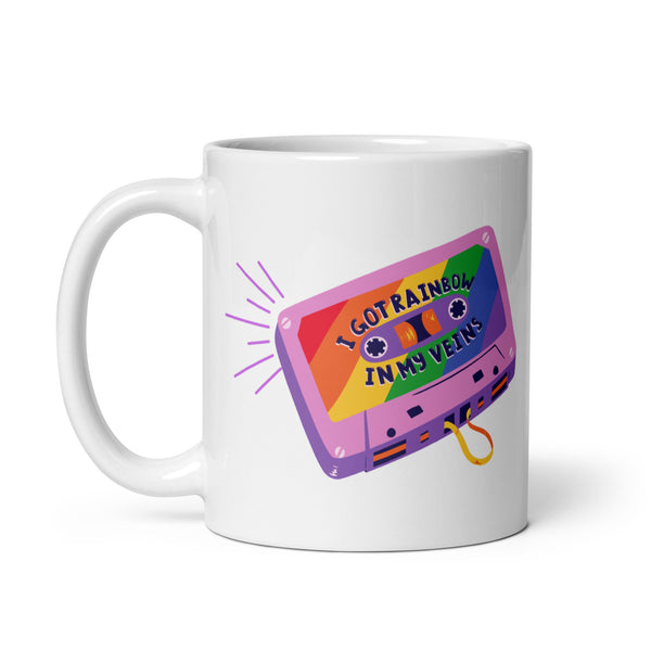 Rainbow Veins White glossy mug