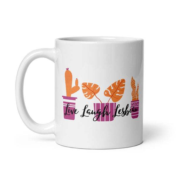 Live Laugh Lesbian White glossy mug