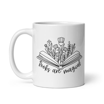 Books Are Magical White glossy mug