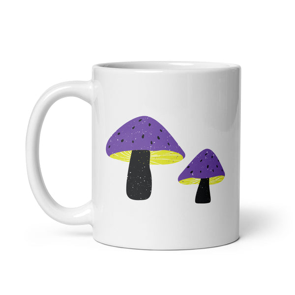 Nonbinary Pride Mushrooms White glossy mug