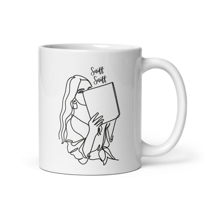 Sniffing Books White glossy mug