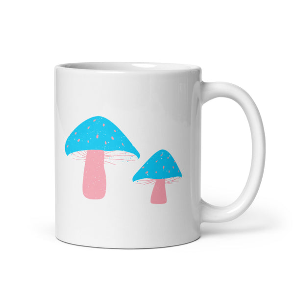 Trans Pride Mushrooms White glossy mug