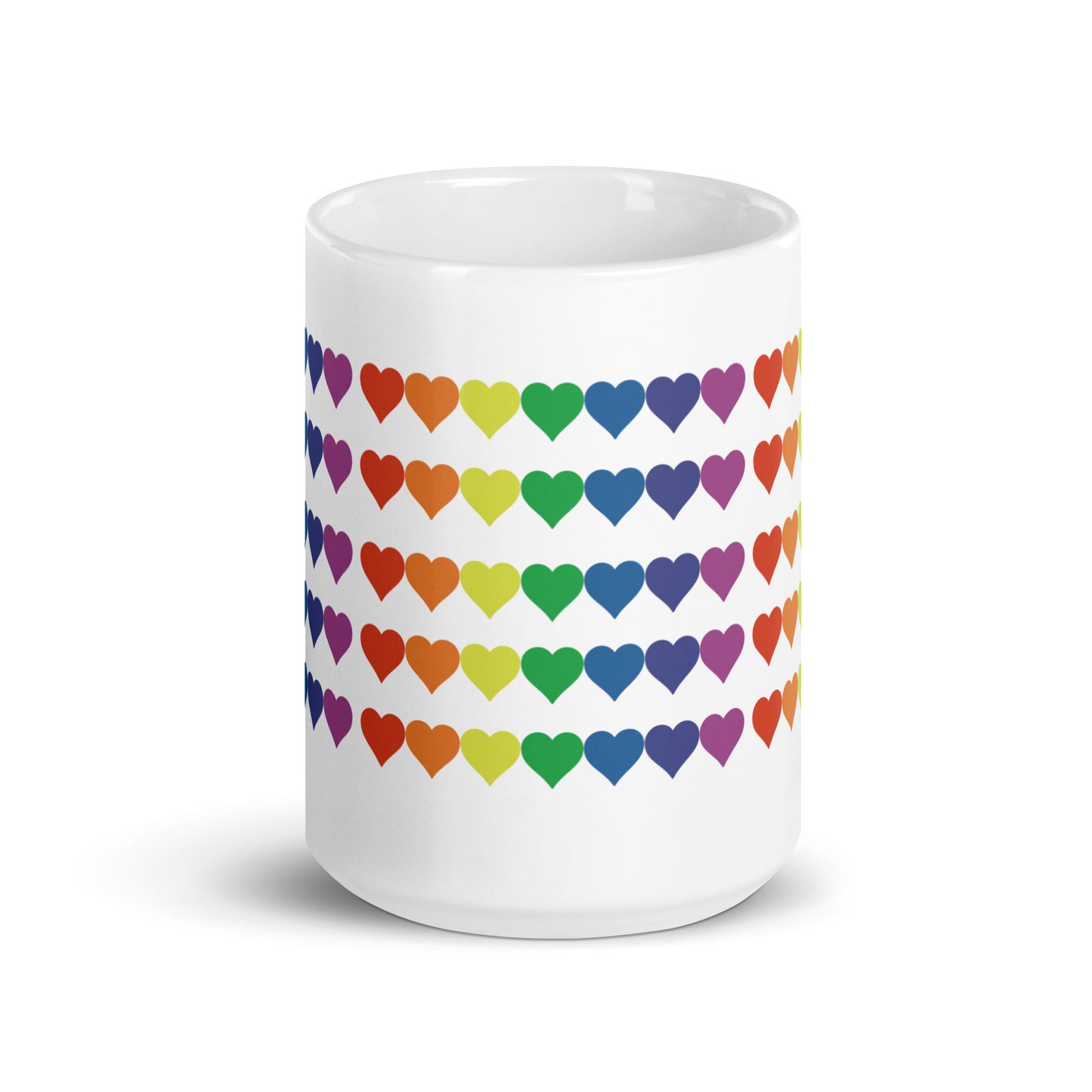 Rainbow Pride Hearts White glossy mug