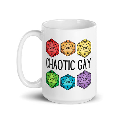 Chaotic Gay DND White glossy mug