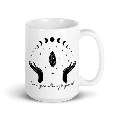 I Am Aligned With My Higher Self White glossy mug