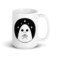 Sad Ghost Loves Halloween White glossy mug