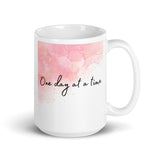 One Day At A Time White glossy mug