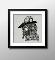 Mini Original Ink Art Witch