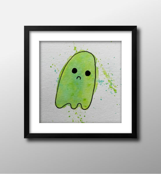 Mini Watercolor Sad Ghost Comic Painting