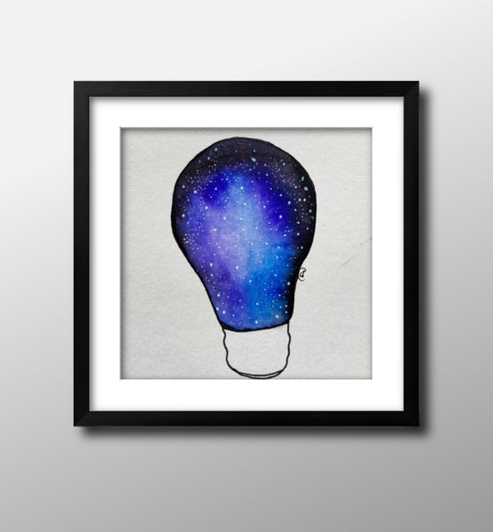 Mini Watercolor Lightbulb Galaxy Painting