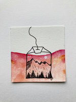 Mini Watercolor Tea Landscape Painting