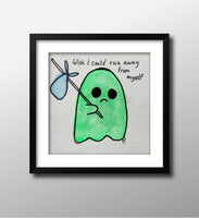 Mini Watercolor Sad Ghost Comic Painting