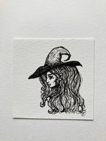 Mini Original Ink Art Witch