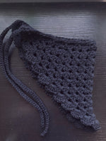 BLACK Crochet Head Bandana Veil Kerchief Cottagecore Boho