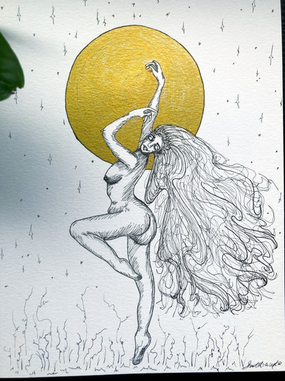 Original Witch Moon Ritual Ink Art