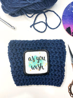 As You Wish reusable crochet coffee cozy