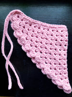 PINK Crochet Head Bandana Veil Kerchief Cottagecore Boho