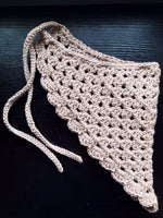TAN Crochet Head Bandana Veil Kerchief Cottagecore Boho