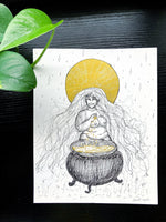 Original Witch Magic Moon Ritual Ink Art