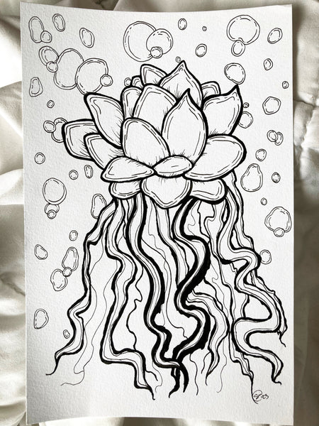 Succulent Jellyfish Original Ink Drawing