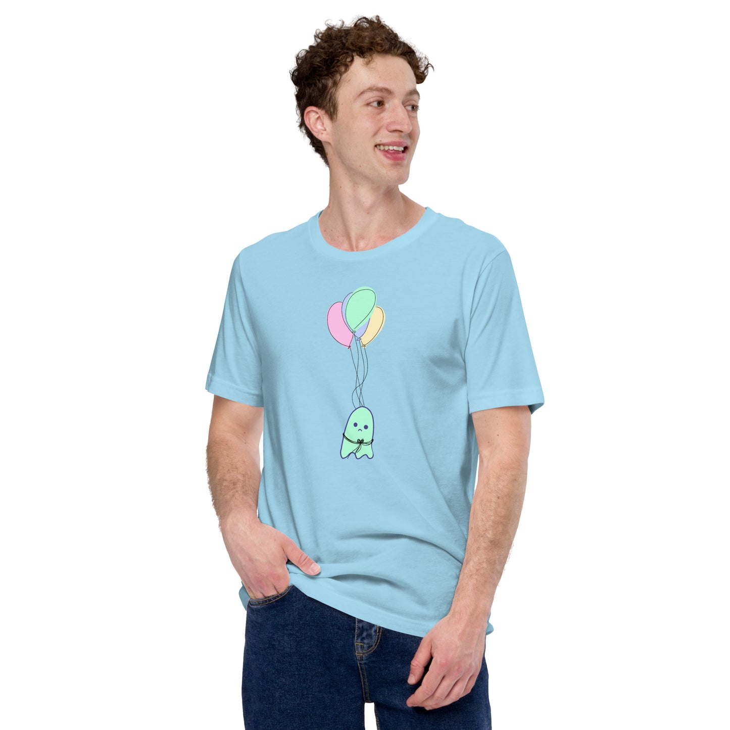 Sad Ghost Comic Balloon Flight Unisex t-shirt