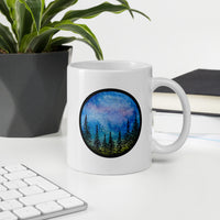 Forest Watercolor Sunset White glossy mug