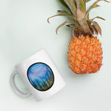 Forest Watercolor Sunset White glossy mug