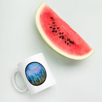 Forest Watercolor Sunset White glossy mug