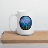 Forest Watercolor Sunset White glossy mug